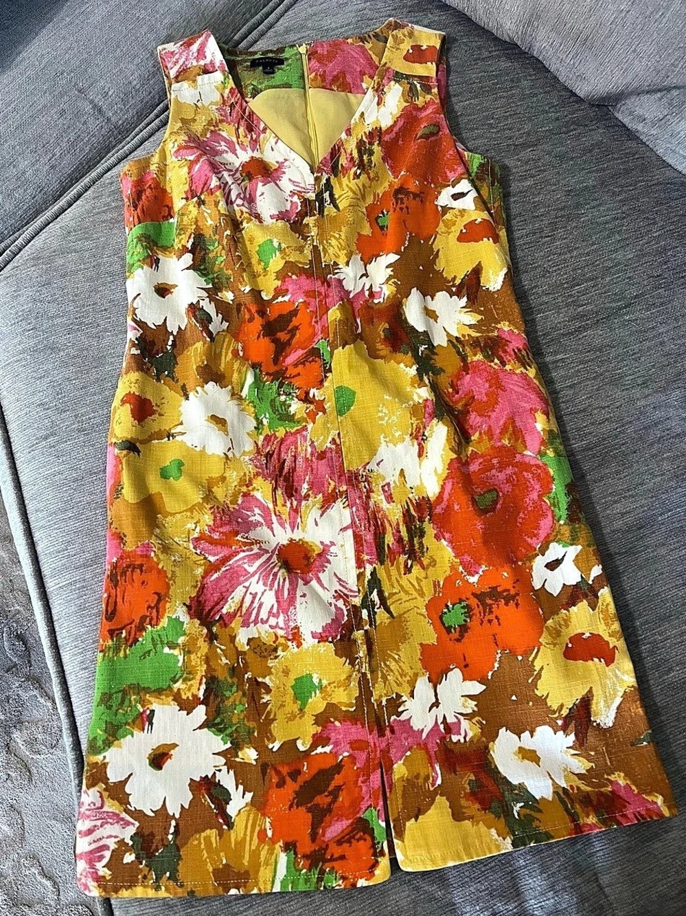 Talbots Floral Mini Dress in Yellow & Pink Size 4